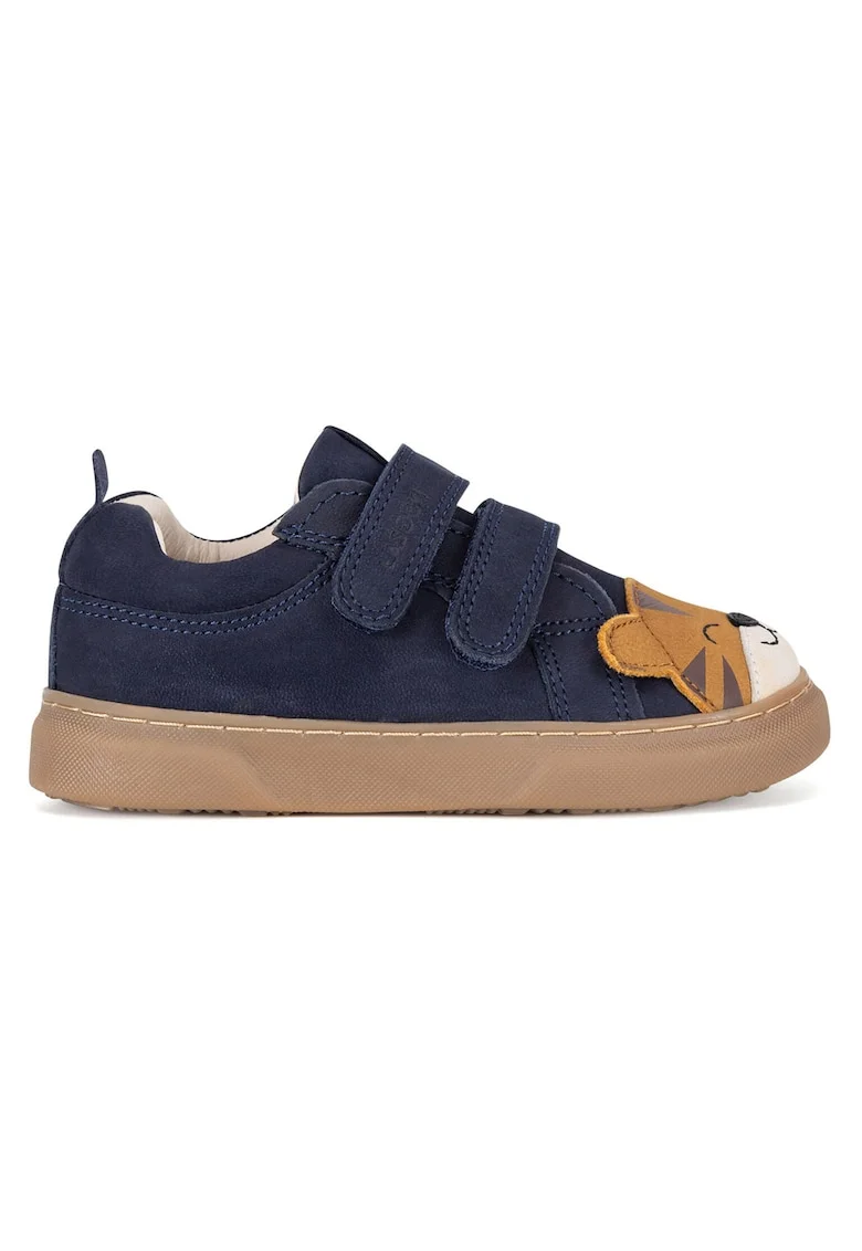 Pantofi sport copii,  piele naturala, velcro, albastru/maro