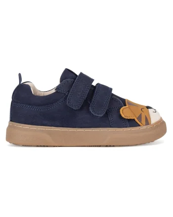 Pantofi sport copii,  piele naturala, velcro, albastru/maro