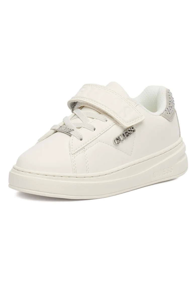 Pantofi sport copii,  piele ecologica, velcro, alb