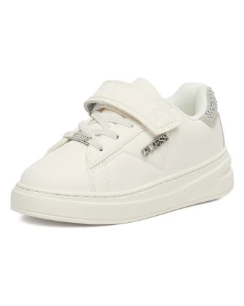 Pantofi sport copii,  piele ecologica, velcro, alb
