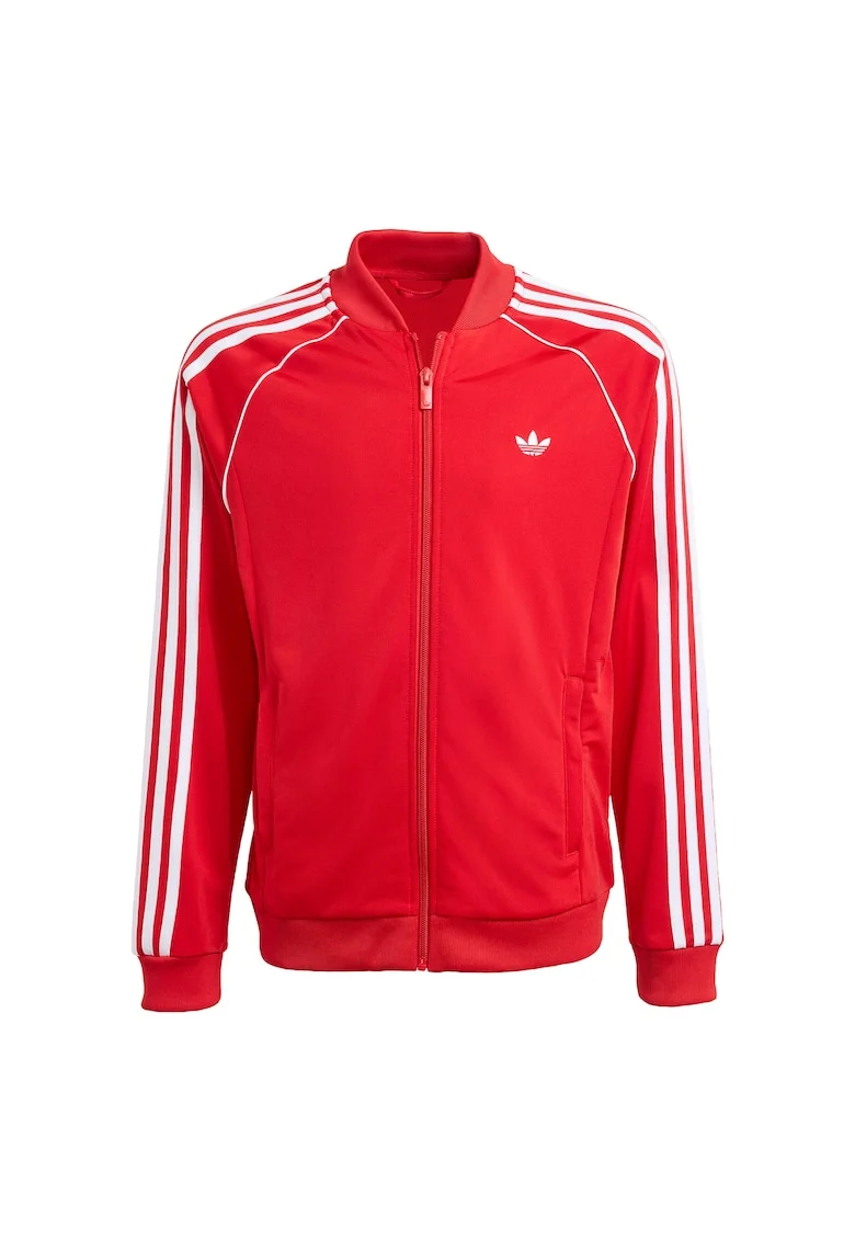 Hanorac sport copii,  fermoar, rosu, poliester reciclat,