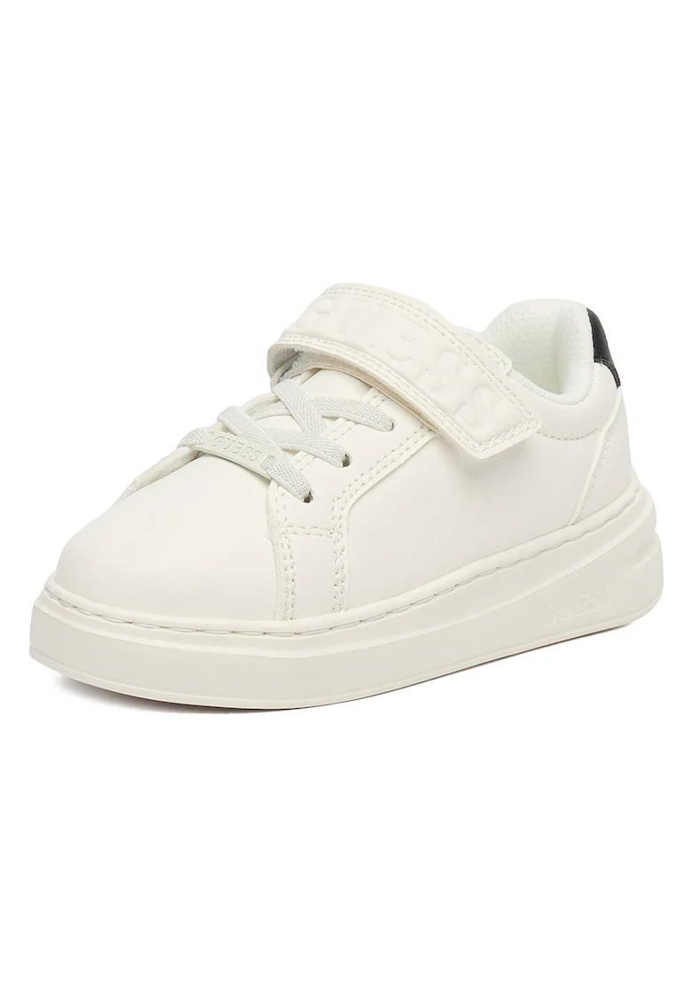 Pantofi sport baieti,  piele ecologica, velcro, alb