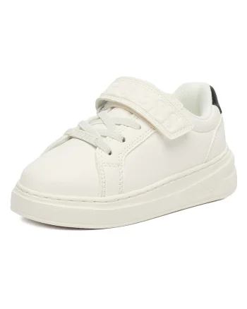 Pantofi sport baieti,  piele ecologica, velcro, alb