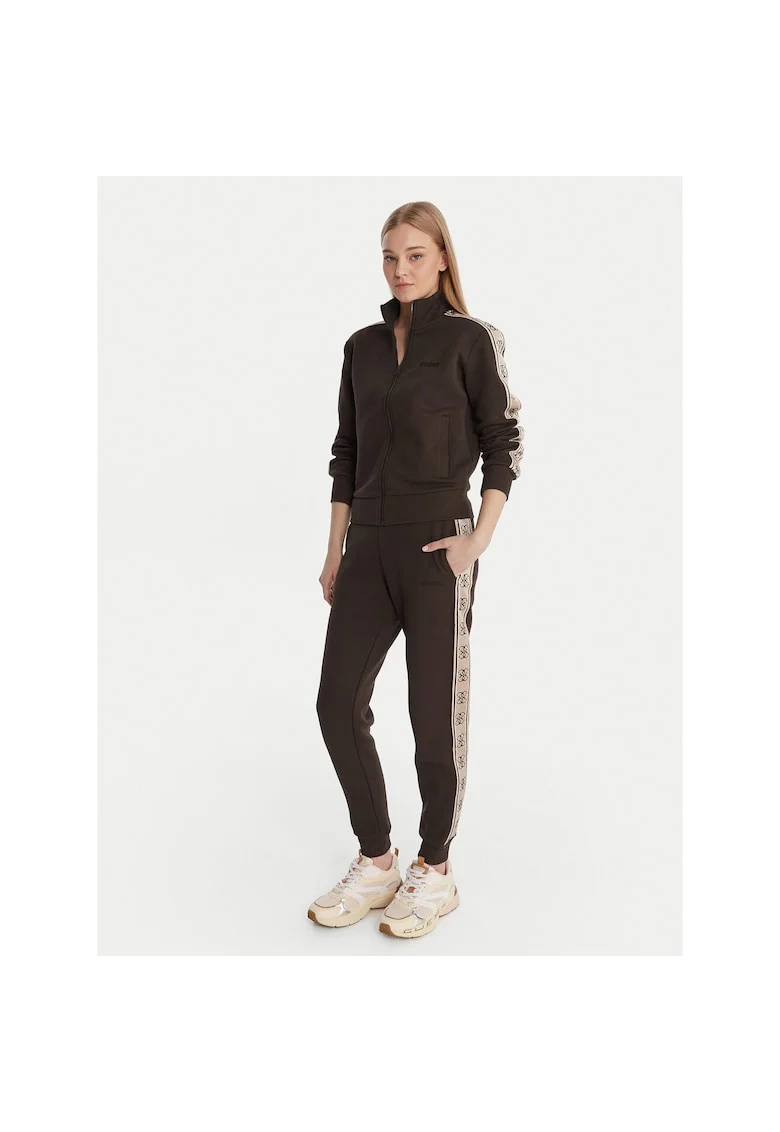 Bluza dama,  fermoar, maro, 51% bumbac, 49% poliester,