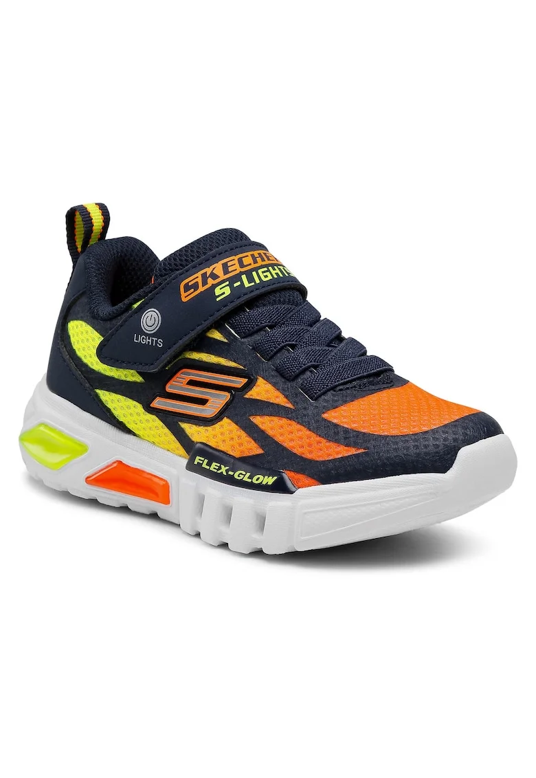 Pantofi sport copii,  albastru, piele ecologica, sistem inchidere velcro, LED-uri intermitente