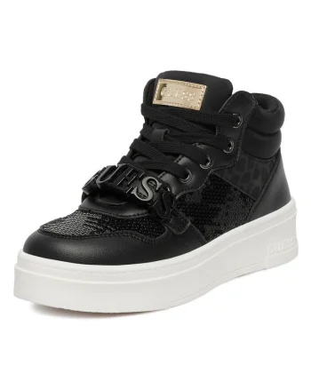 Pantofi sport pentru fete,  piele ecologica, fermoar, negru, material textil