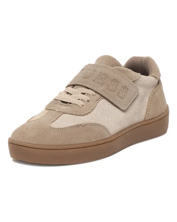 Pantofi sport copii,  bej, piele naturala, sistem inchidere Velcro