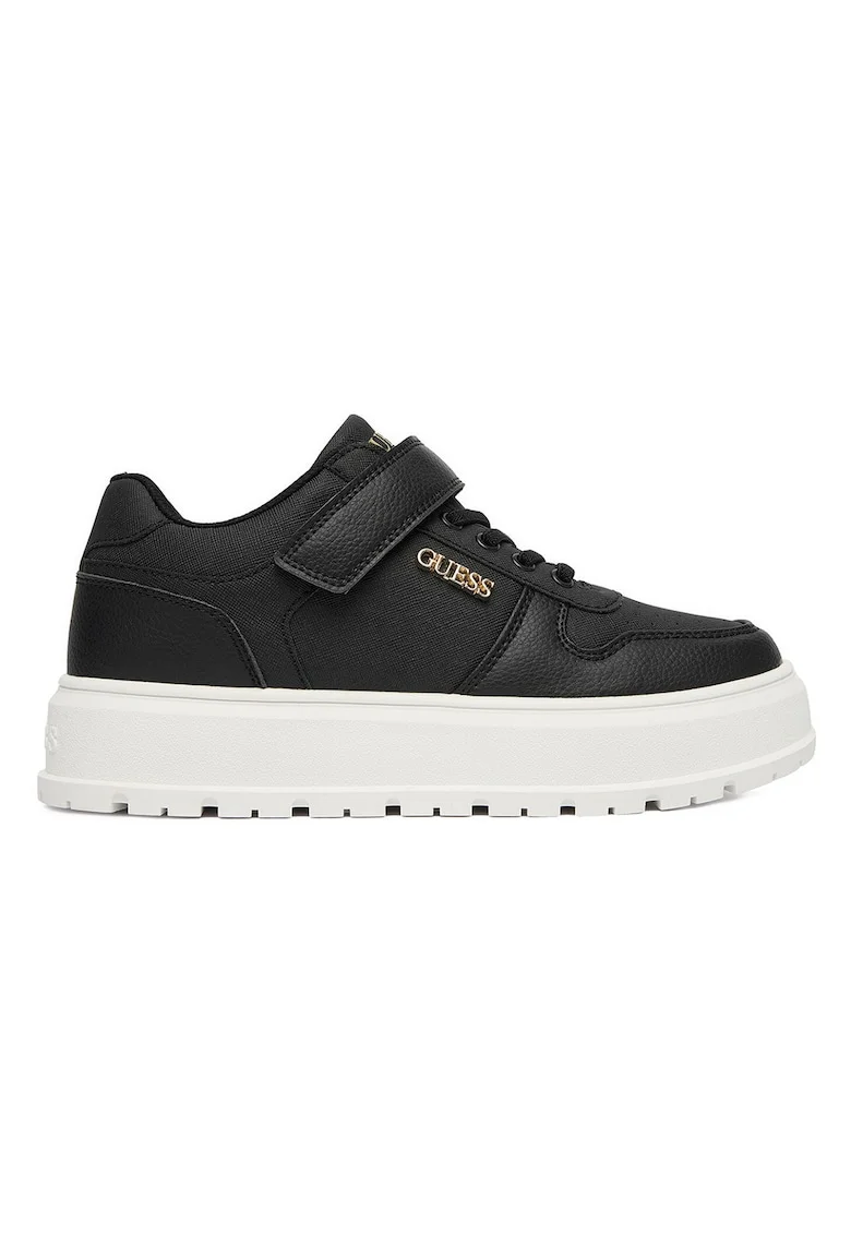Pantofi sport copii,  velcro, negru, piele ecologica