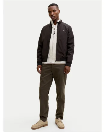 Geaca bomber barbati,  neagra, poliester reciclat, cu fermoar,