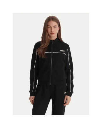 Bluza dama,  fermoar, 49% poliester, 46% viscoza, 5% elastan, Negru