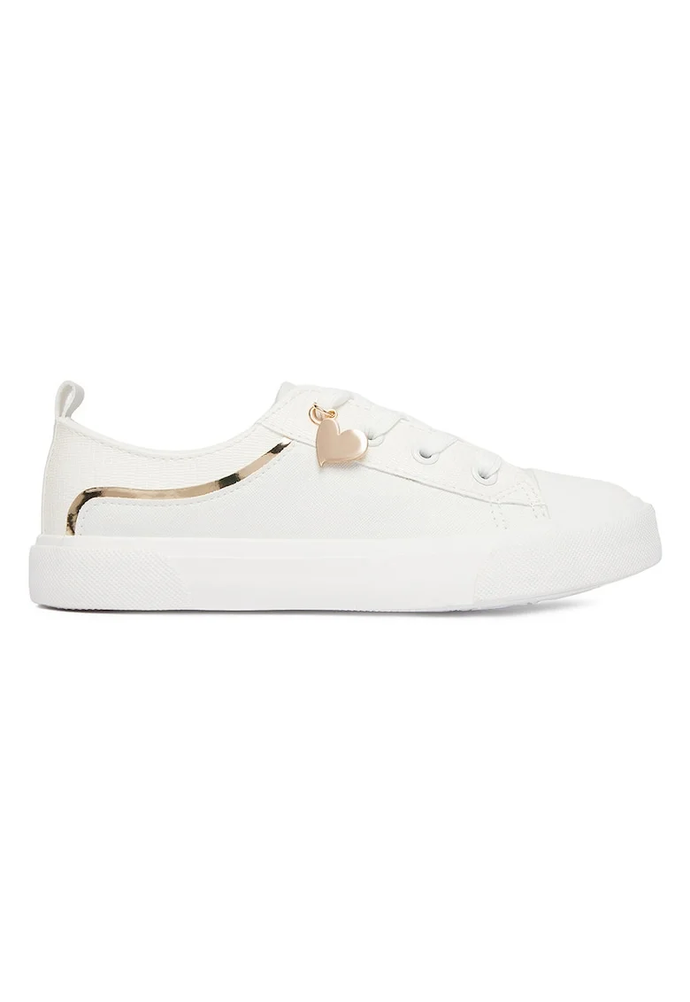 Pantofi sport copii,  alb, sintetic, cu pandantiv, pentru fete