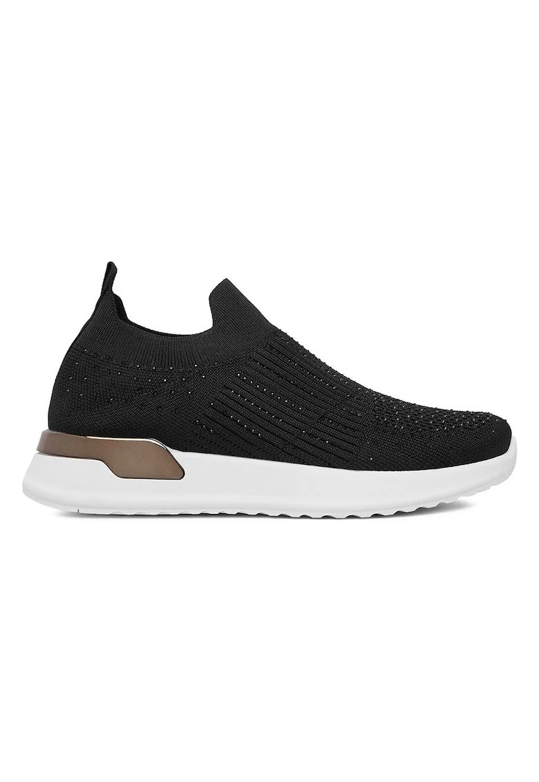 Pantofi sport dama  textil, negru, varf rotund
