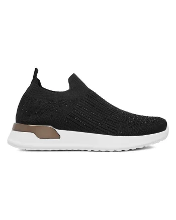 Pantofi sport dama  textil, negru, varf rotund