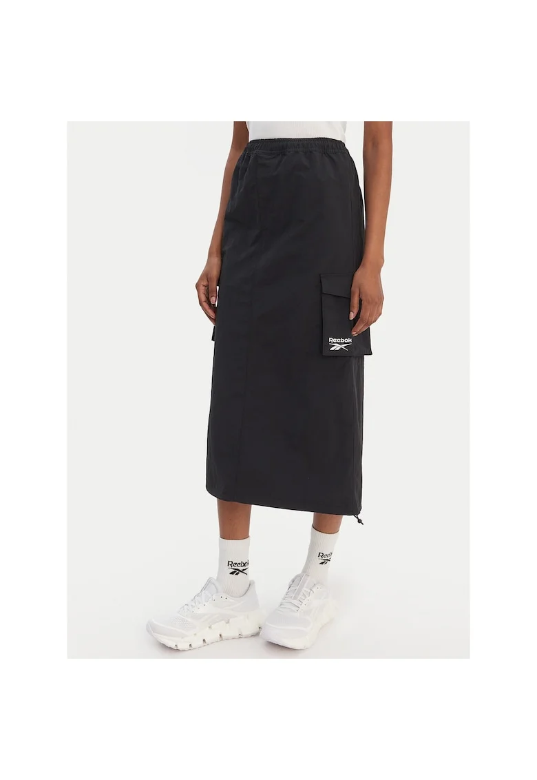 Fusta sport dama,  midi, negru, poliamida,