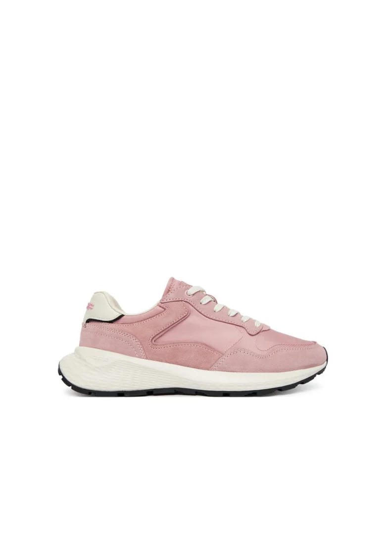 Pantofi sport dama,  piele intoarsa/textil, roz/alb