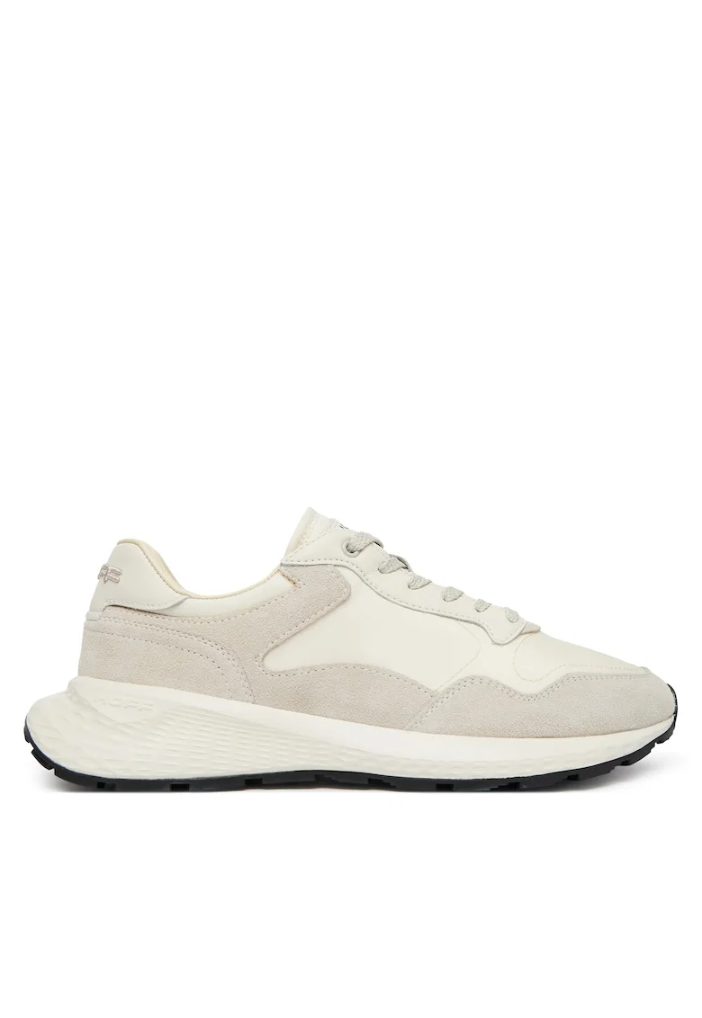 Pantofi sport dama,  bej, piele intoarsa si material textil