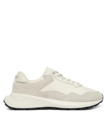 Pantofi sport dama,  bej, piele intoarsa si material textil
