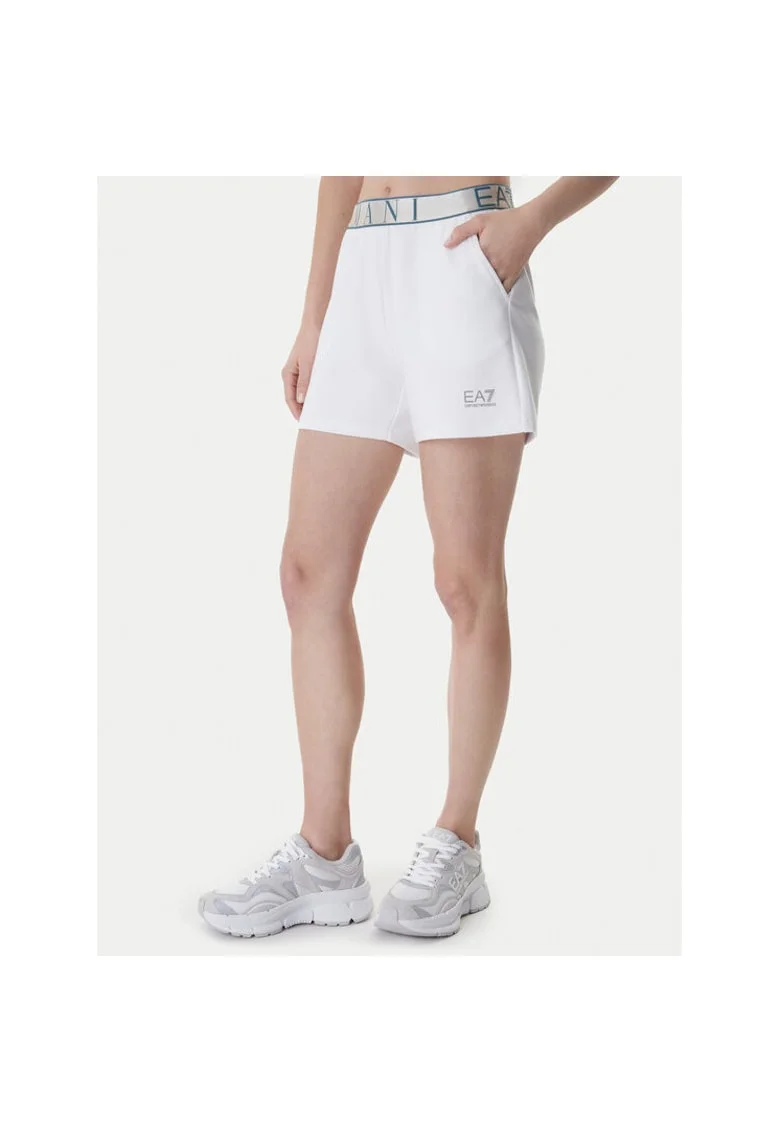 Pantaloni sport dama,  alb, 50% poliester reciclat, 24% bumbac