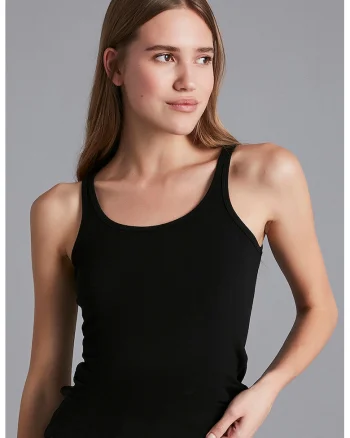 Top din amestec de bumbac, Negru