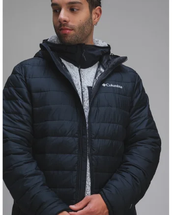Jacheta cu gluga, pentru trekking Powdewr Lite II, Negru stins