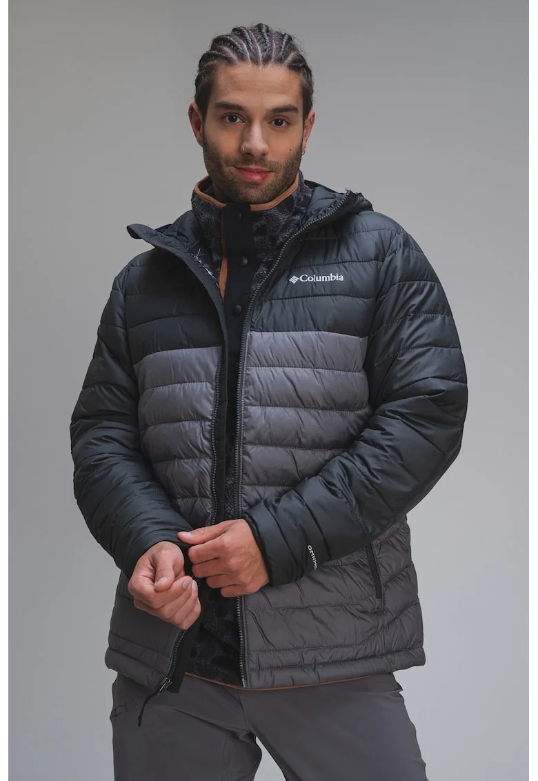 Jacheta cu gluga, pentru trekking Powdewr Lite II, Gri deschis/Gri inchis