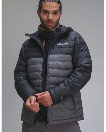 Jacheta cu gluga, pentru trekking Powdewr Lite II, Gri deschis/Gri inchis