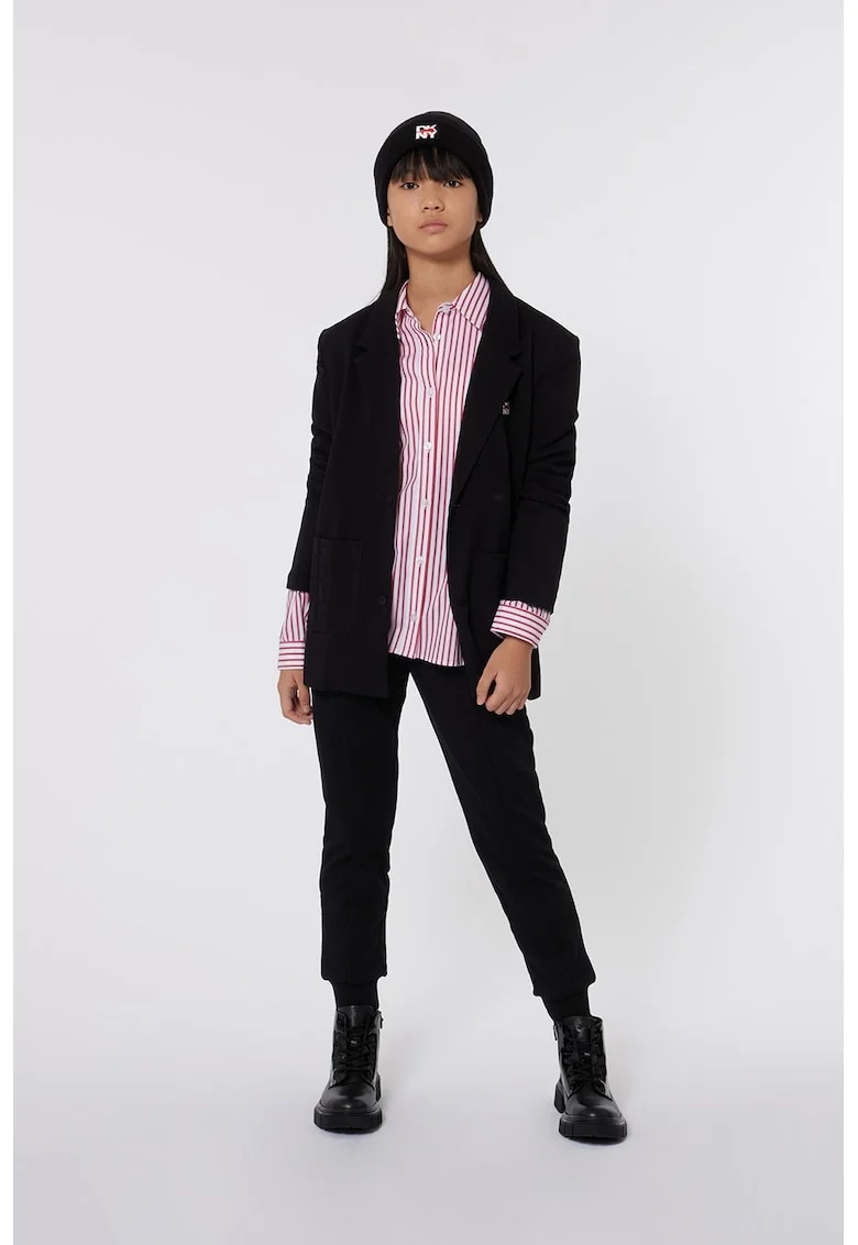 Pantaloni de trening din bumbac cu detaliu cu logo discret, Negru