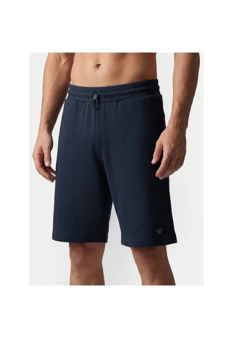 Pantaloni scurti sport Barbati, Emporio Armani, bumbac-modal, bleumarin