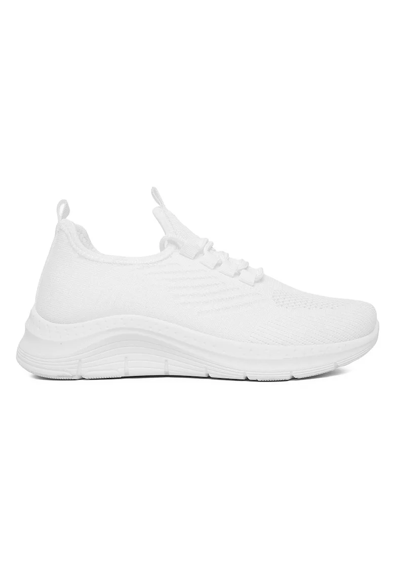 Pantofi sport dama,  alb, material textil, sireturi
