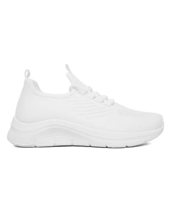 Pantofi sport dama,  alb, material textil, sireturi
