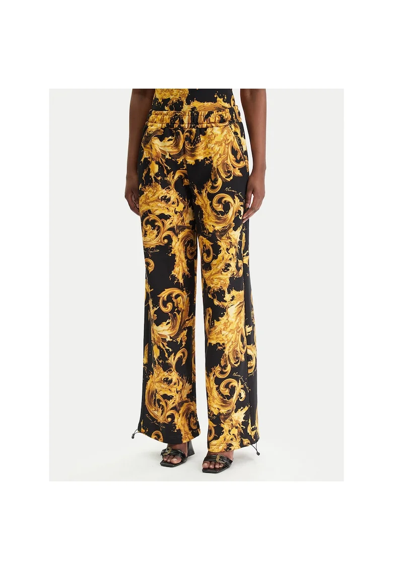 Pantaloni sport dama,  bumbac, negru, auriu,