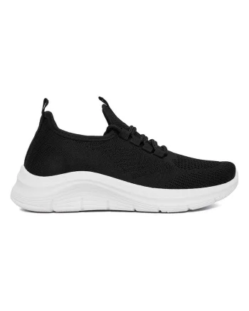 Pantofi sport de dama,  negru, material textil, design casual