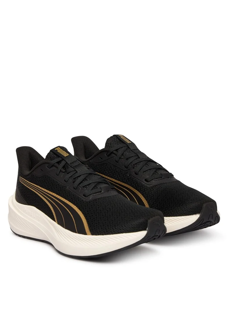 Pantofi sport dama,  negru/auriu, material textil