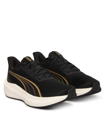 Pantofi sport dama,  negru/auriu, material textil