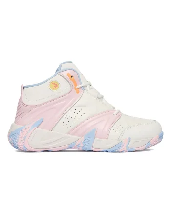 Pantofi sport dama,  piele naturala, alb/roz