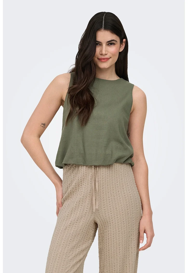Top crop lejer din amestec de in, Verde masliniu