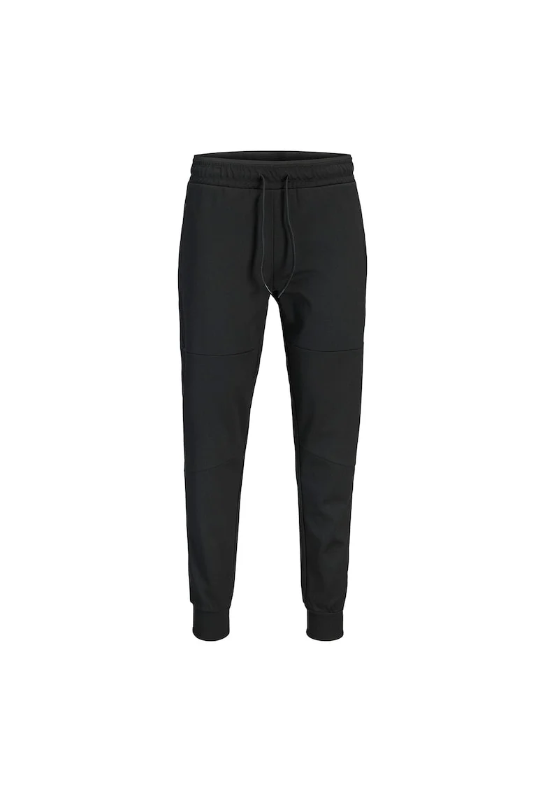 Pantaloni sport barbati,  negru, 76% poliester reciclat, 21% bumbac,