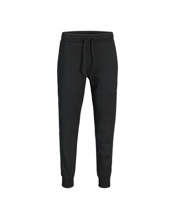 Pantaloni sport barbati,  negru, 76% poliester reciclat, 21% bumbac,