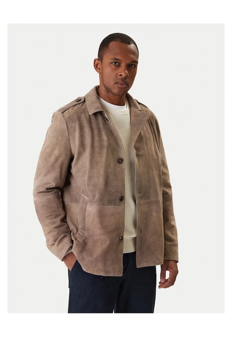 Geaca barbati,  piele naturala, bej, 100% bumbac, Bej