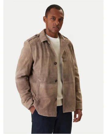 Geaca barbati,  piele naturala, bej, 100% bumbac, Bej