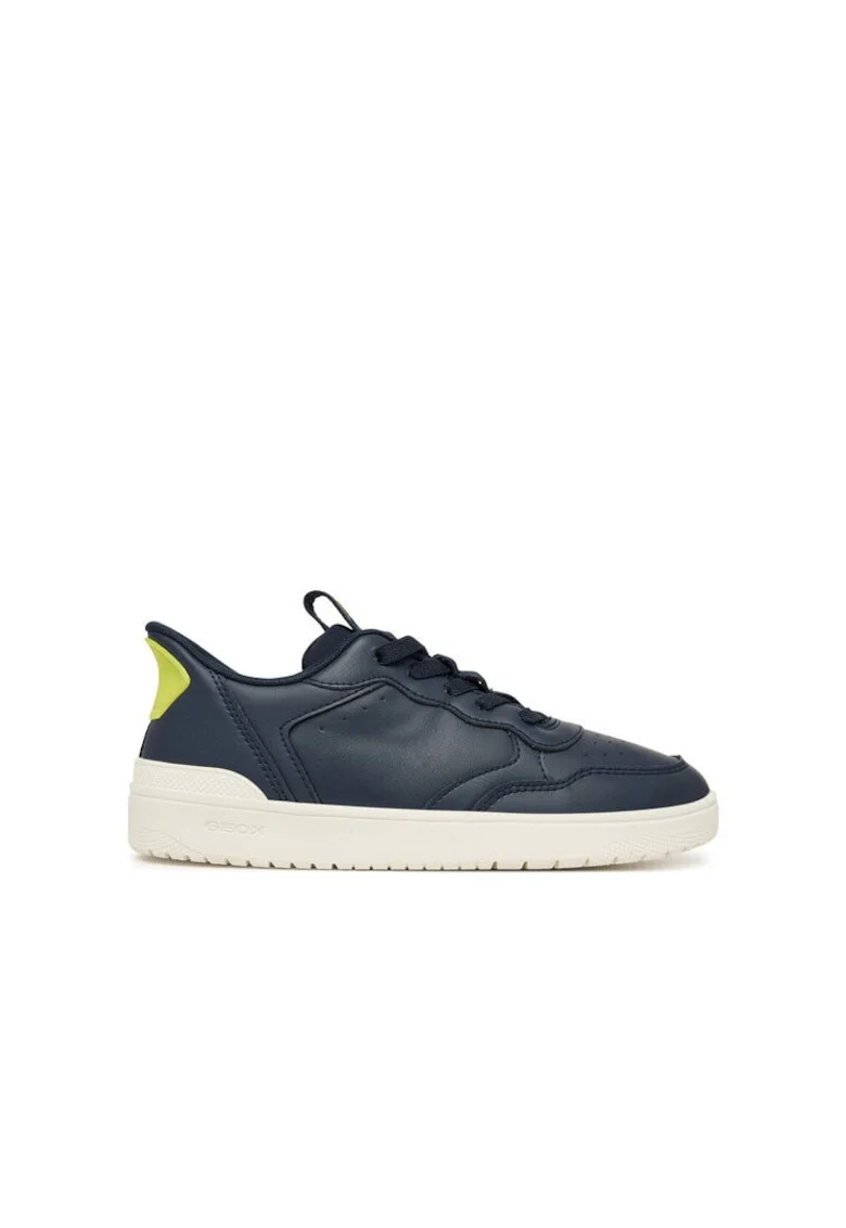 Pantofi sport copii,  piele ecologica, albastru/galben, ventilatie optima