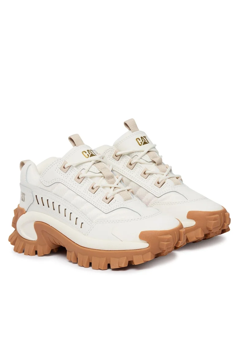 Pantofi sport dama,  material textil, alb/maro