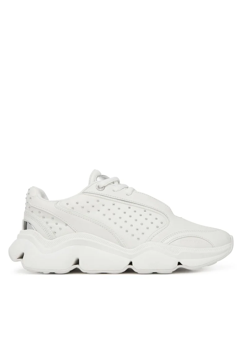 Pantofi sport dama,  piele naturala si tesatura, alb