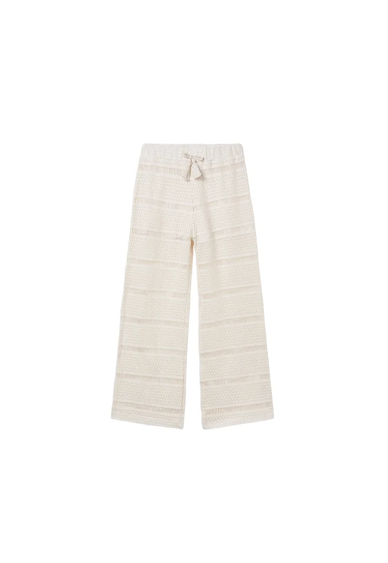 Pantaloni tricotati pentru fete,  bumbac/poliamida, bej
