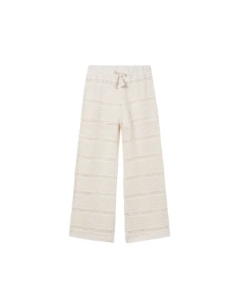 Pantaloni tricotati pentru fete,  bumbac/poliamida, bej