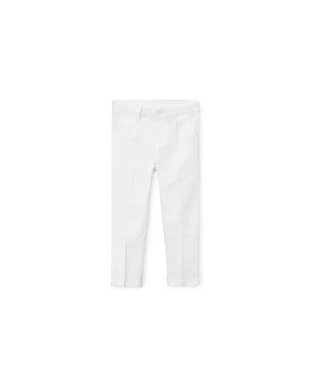 Pantaloni  bumbac, alb, Alb