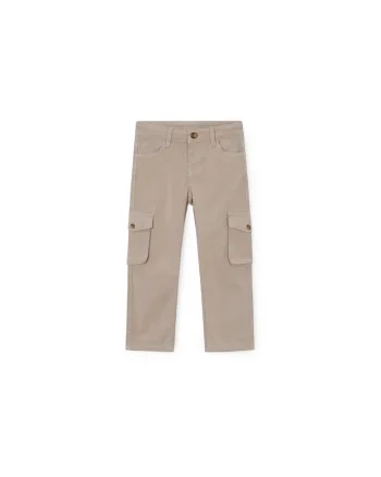 Pantaloni baieti,  cu fermoar, bej, bumbac
