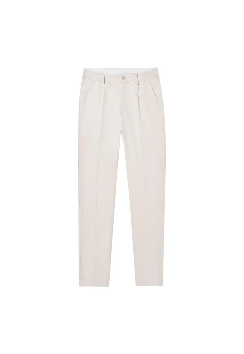 Pantaloni  bej, bumbac, Bej