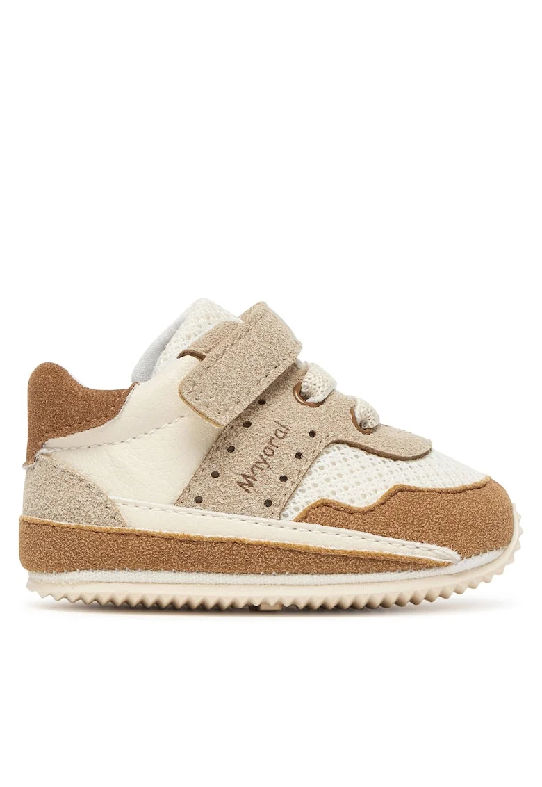 Pantofi sport copii,  bej, piele naturala, sistem inchidere Velcro