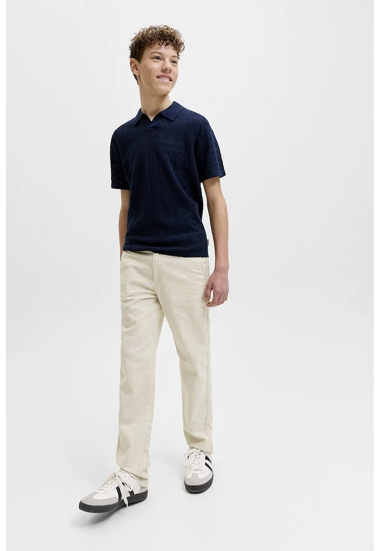 Pantaloni lungi din amestec de in si bumbac, Maro nisip